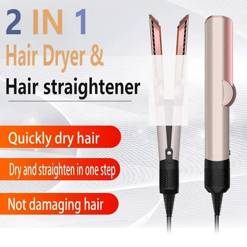 220V Salon-Grade 2-in-1 Hair Straightener & Dryer - Negative Ion Heating Flat Iron, Ideal for Home/Professional Styling