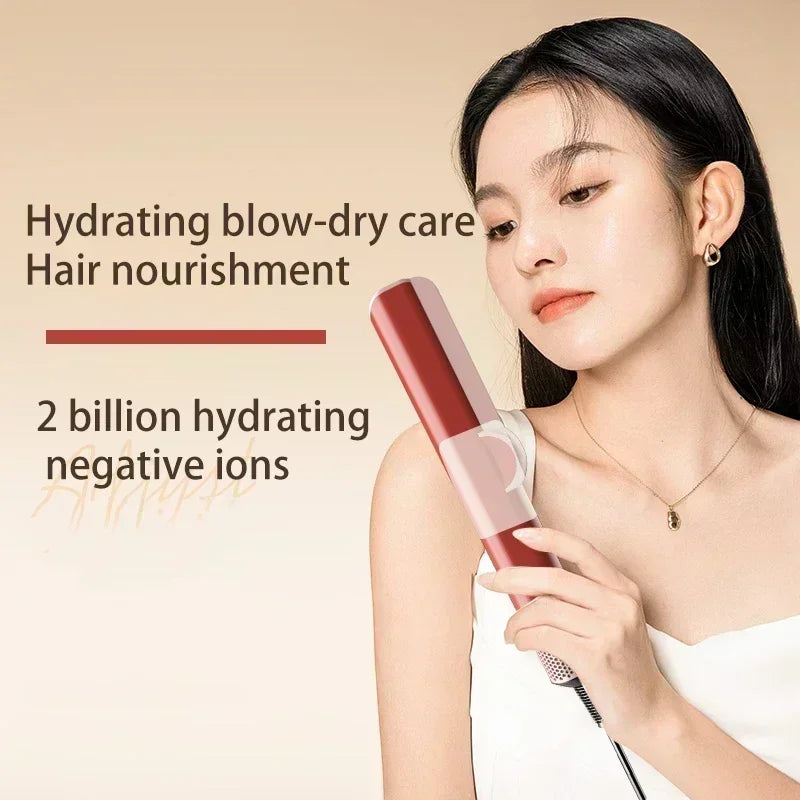 2025 New 2-in-1 Hair Straightener & Dryer Combo - Smartly Controlled Negative Ion Heating Plates, Suitable for Home Hair Styling