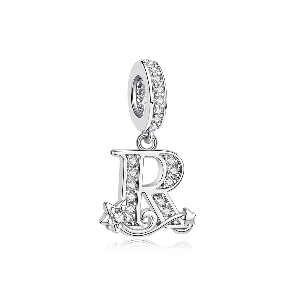925 Sterling Silver Charms Original Letter Alphabet A-Z Pendant Beads Fit Brand Bracelets Necklaces Diy Jewelry For Women