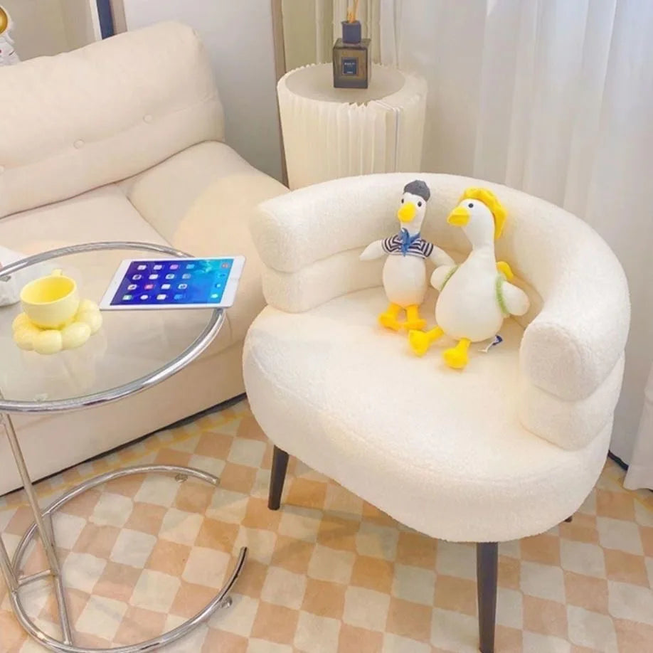 Living Room Lamb Velvet Lazy Sofa Chair Bedroom Makeup Chair Home Single Sofa Chair Lounge Chair