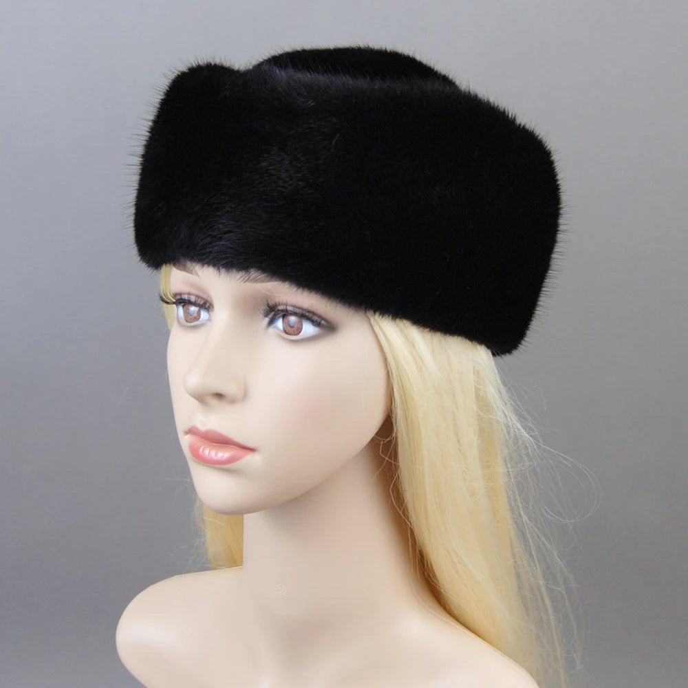 2025 Women Winter Elegant European and American Fashion Women Fashion Real Mink Fur Cap 100% Real Natural Whole Fur Mink Fur Hat