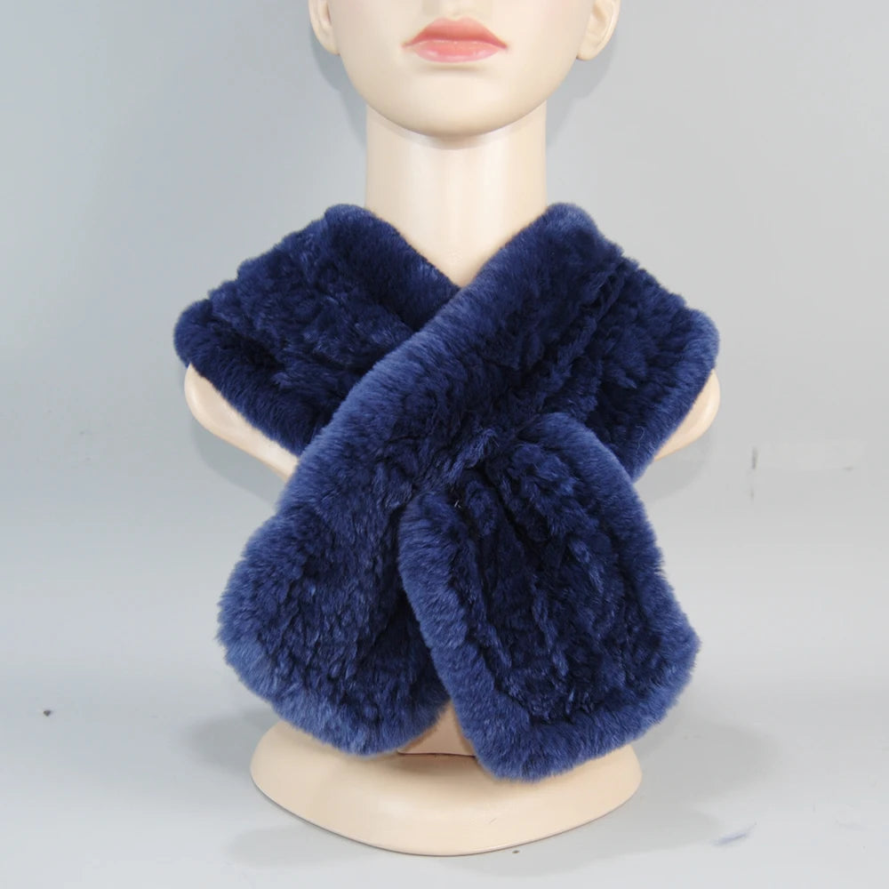 2025 New Fashion Women Real Rex Rabbit Fur Headbands Warm Good Elastic Real Rex Rabbit Fur Scarf Natural Rex Rabbit Fur Scarves