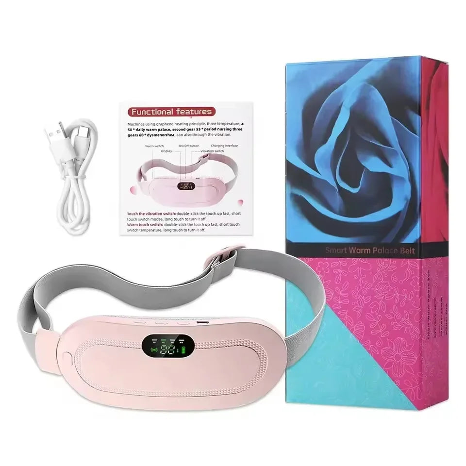 Abdominal Massager for Period Pain Relief, Rechargeable Digital Display Waist Vibrating Massager, Gift for Women and Girls