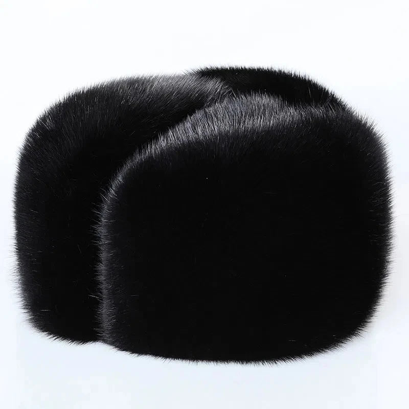 New Sale Luxury Winter Man Top Real Mink Fur Bomber Hat Male Genuine Marten Head Warm Black/Brown Caps Best Gift For Dad Gorras