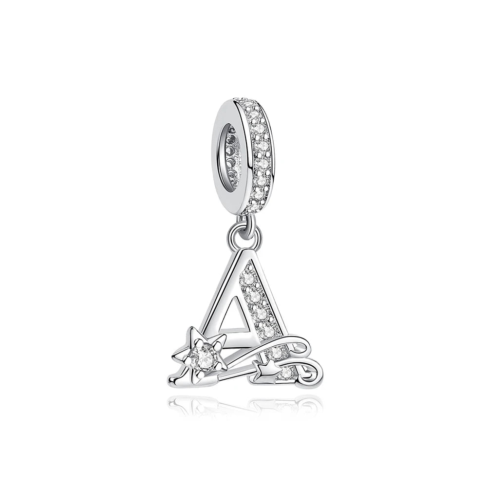 925 Sterling Silver Charms Original Letter Alphabet A-Z Pendant Beads Fit Brand Bracelets Necklaces Diy Jewelry For Women