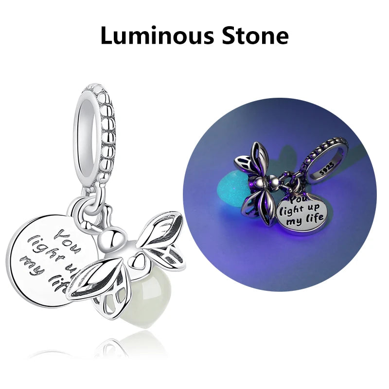 Original 925 Sterling Silver Charms Butterfly Firefly Lucky Clover Beads Fit Brand Bracelets Necklaces Diy Jewelry For Women