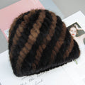 New Style Brand Fashion Genuine real natural women's knitted Mink Fur Hat Hand Made Knit Fashion Winter Headgear Berets cap