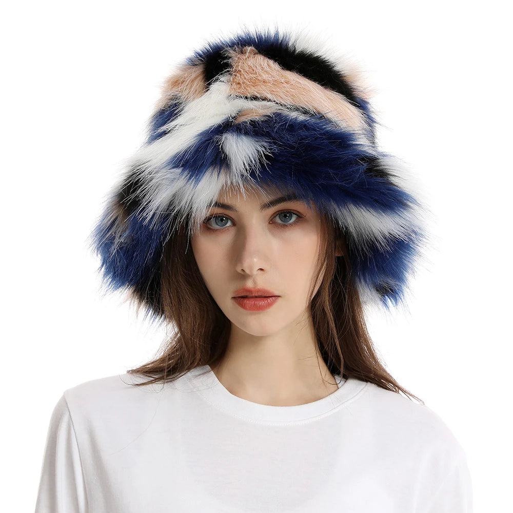 New Style Brand Fake Fox Fur Hats Super Soft Women Winter Hat Cotton Lining Warm Russian Fashion Ski Beanies Plush Solid Color