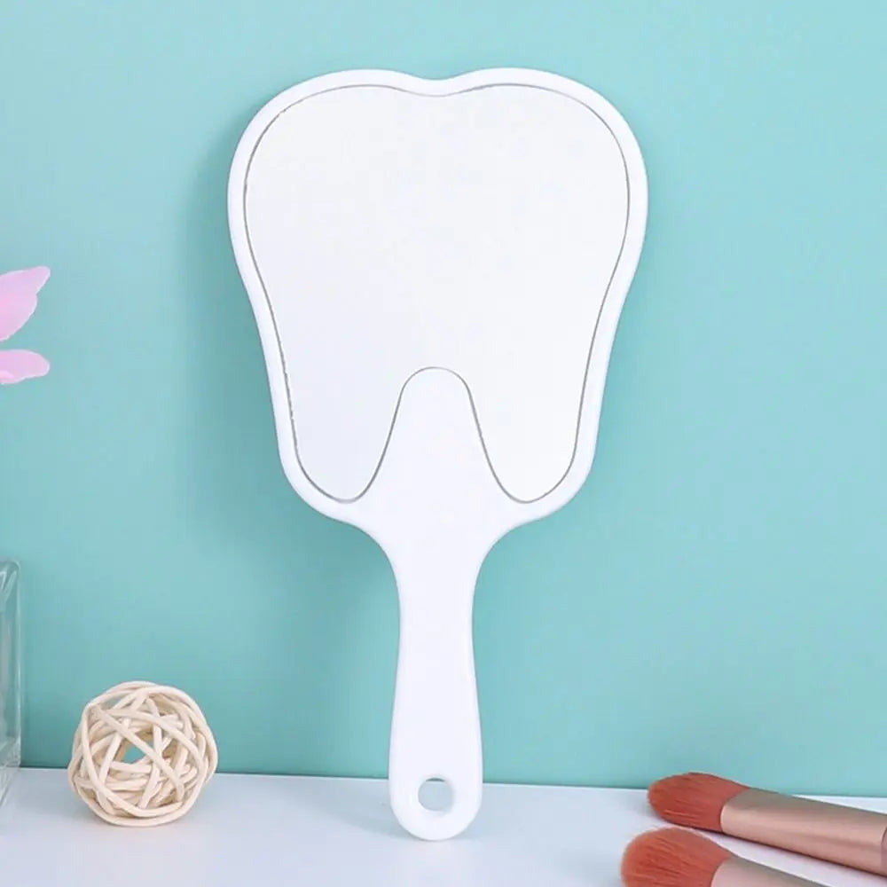 1PC Tooth Shaped Handheld Mirror Cute Makeup Mirror Durable High Definition Dental Mirrors Gifts