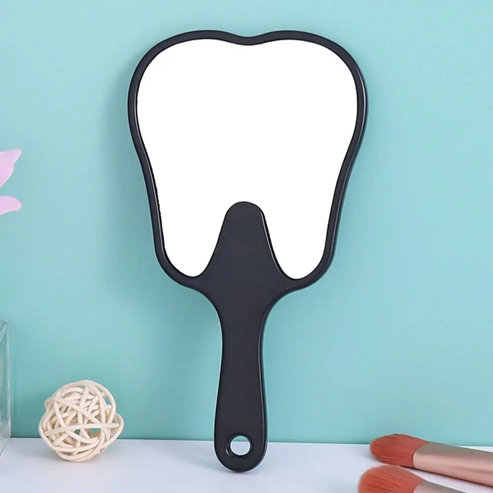 1PC Tooth Shaped Handheld Mirror Cute Makeup Mirror Durable High Definition Dental Mirrors Gifts