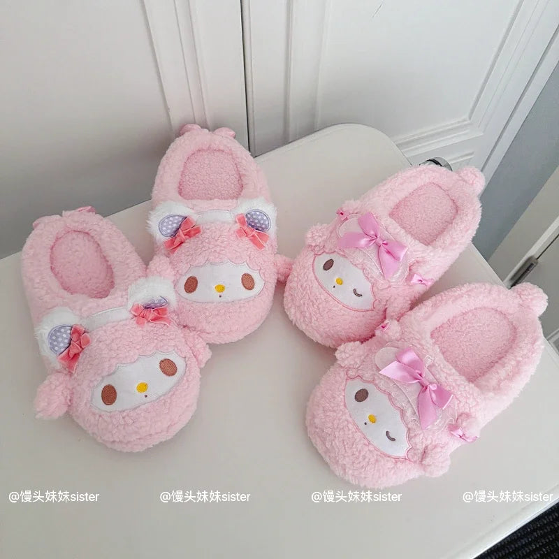 Cute My Sweet Piano Fluffy Home Slippers Adorable Plush Indoor Shoes Cozy Warm Bedroom Slippers for Girls Women Non-slip Flat