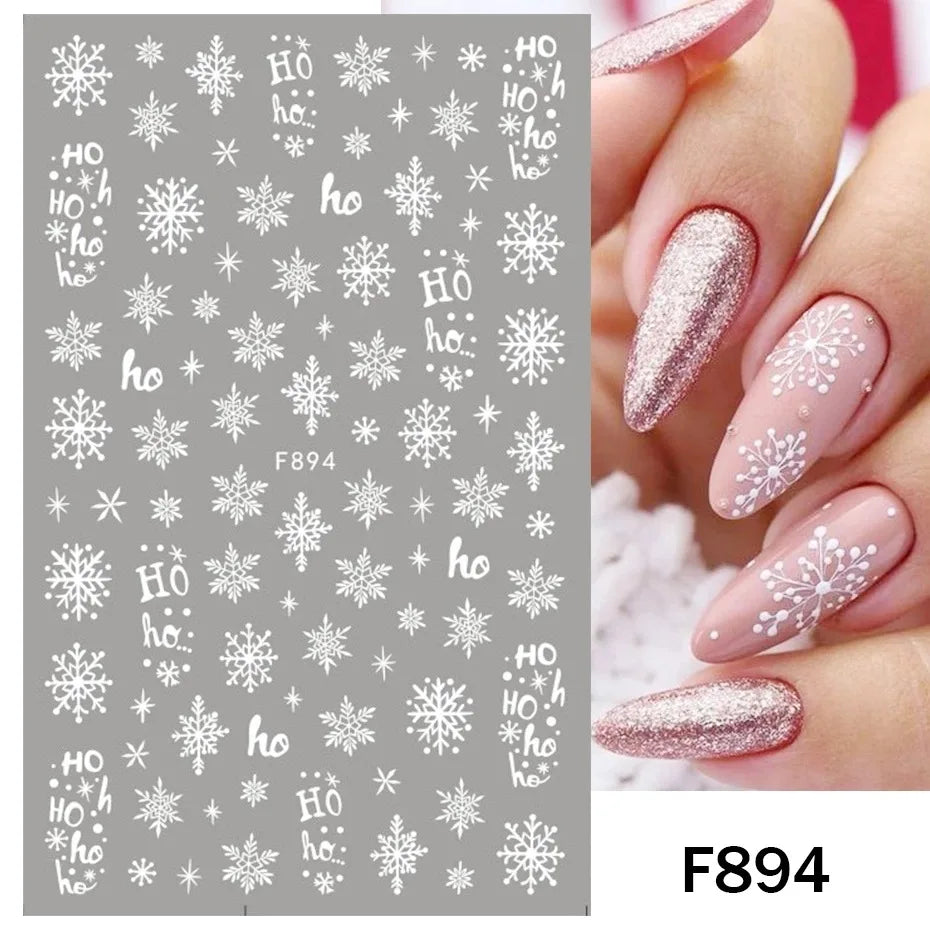 New Winter Snowflake Nail Stickers, White Snow Christmas New Year Self-Adhesive Nail Decals, DIY Nail Art Decor