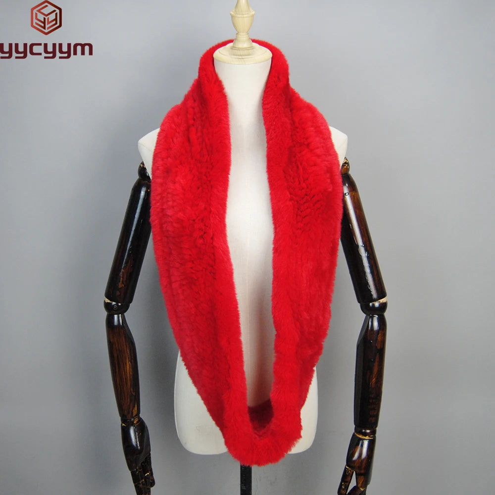 2025 Hot Sale Women New Real Fur Scarf Circle Long Real Fur Scarves Winter Warm Street Fashion Rex Rabbit Fur Muffler