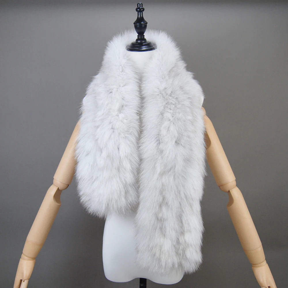 Women Real Fox Fur Scarf Fashion Lady Winter Warm Soft Knitted Real Fox Fur Neckerchief Quality Natural Fox Fur Ring Scarves