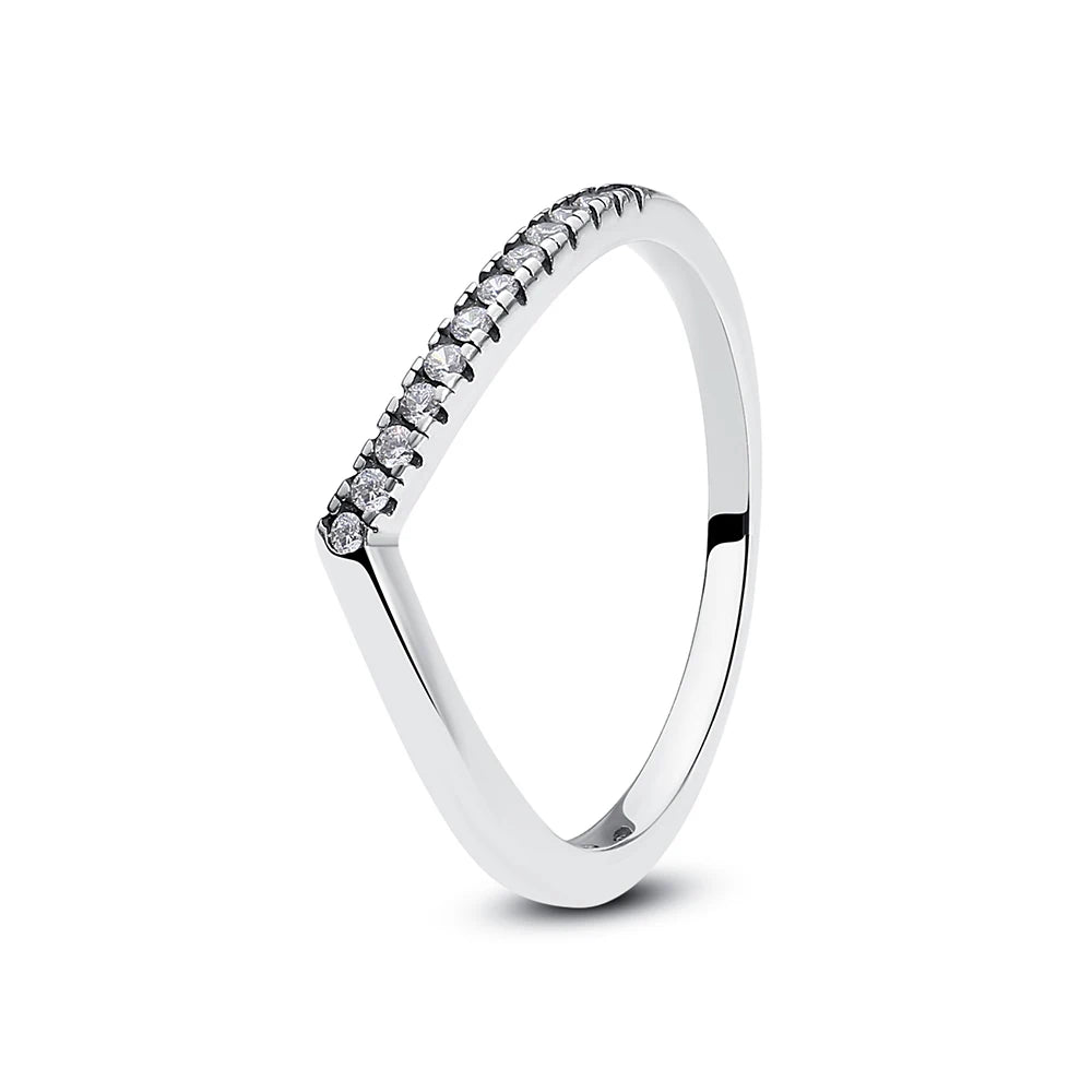 925 Sterling Silver Rings For Women Original Love Heart Wishbone Star Moon Engagement Rose Gold Wedding Ring Crystals Jewelry