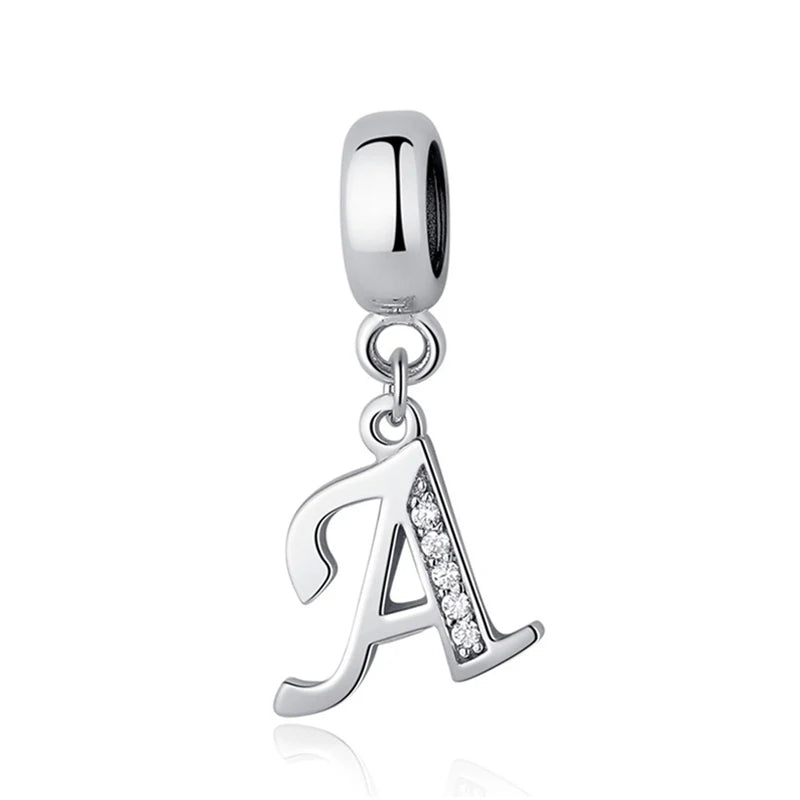 925 Sterling Silver Charms Original Letter Alphabet A-Z Pendant Beads Fit Brand Bracelets Necklaces Diy Jewelry For Women
