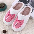 Leisure comfortable autumn winter pink bow cotton slippers warm slippers indoor thick slippers