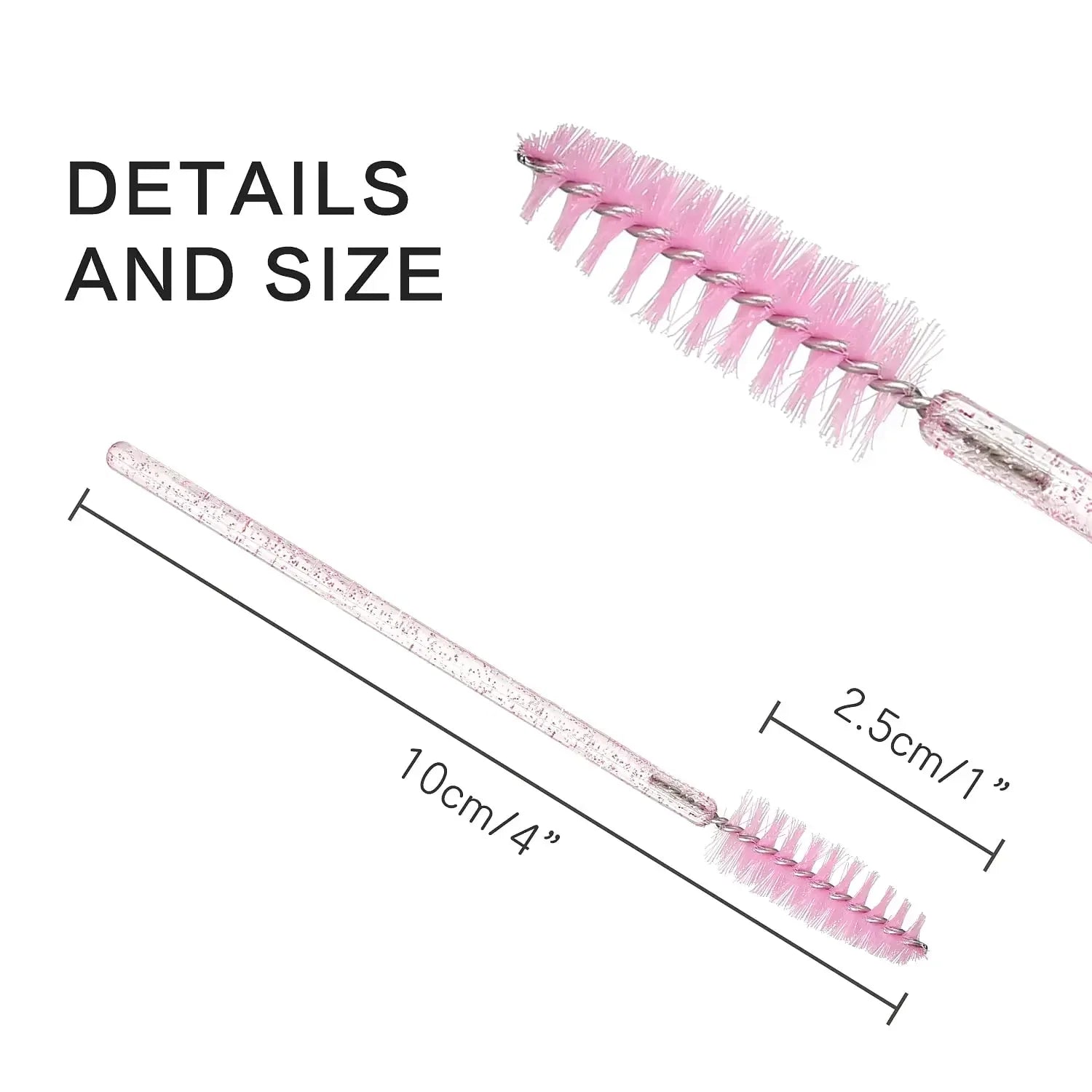 Disposable Eyelash Brush – Crystal Handle Portable Eyebrow & Lash Brush (50-100/Pack), Eyelash Extension Spiral Lash Comb