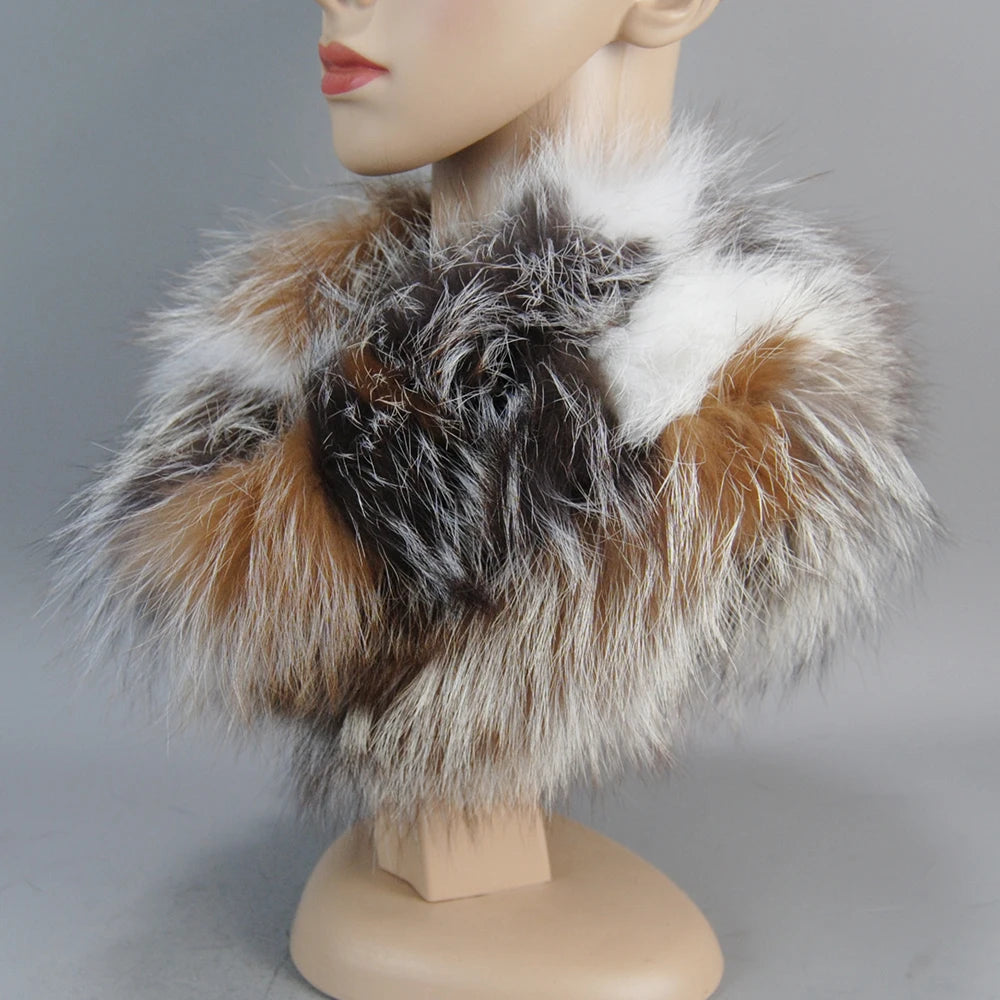 2025 New Style Luxury Women Winter Real Fur Scarves Warm Real Fox Fur Mufflers 100% Natural Fox Fur Collar Scarf Ring