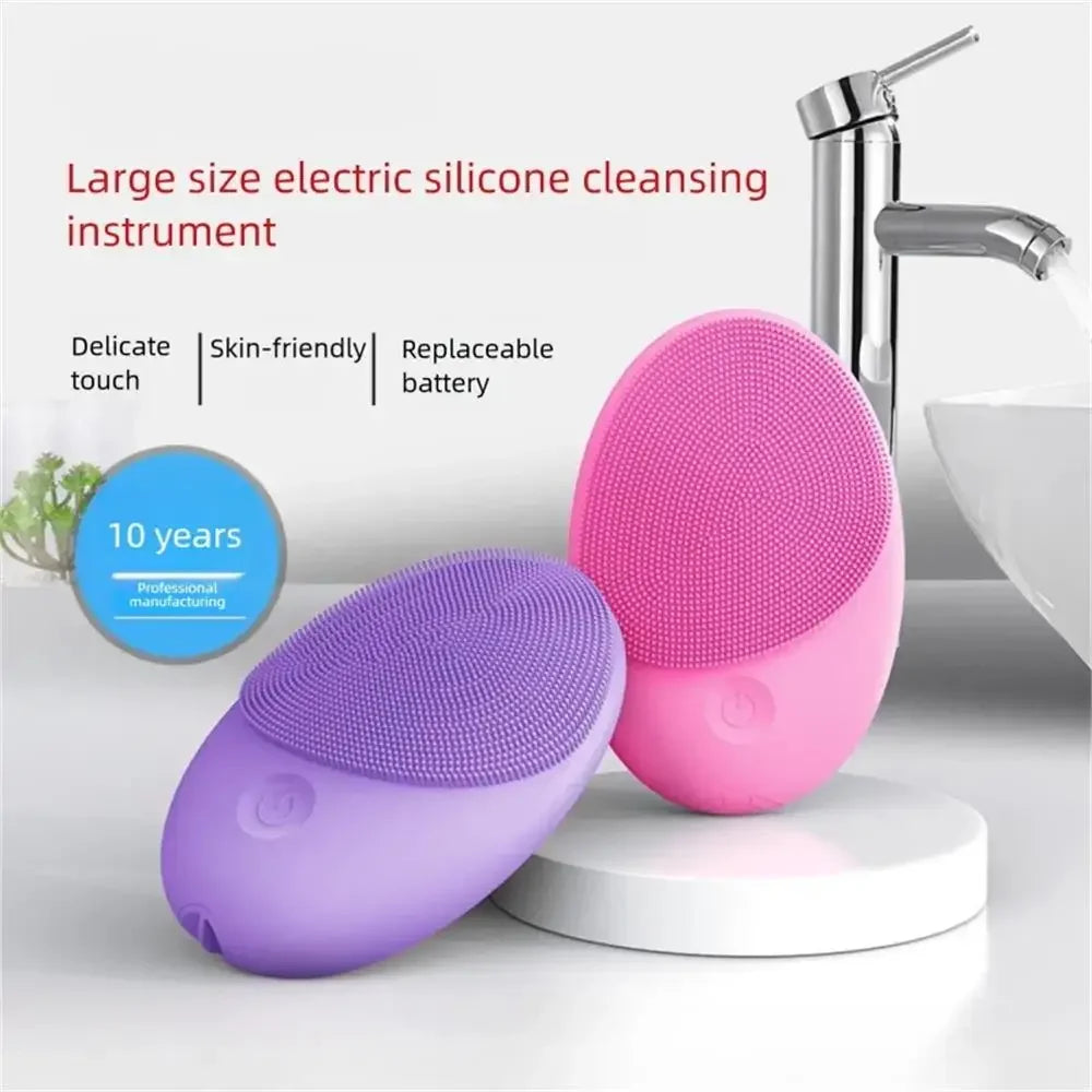 Waterproof Electric Silicone Facial Cleansing Brush - Gentle Silicone Material for Deep Pore Cleansing, Exfoliation, and Massage