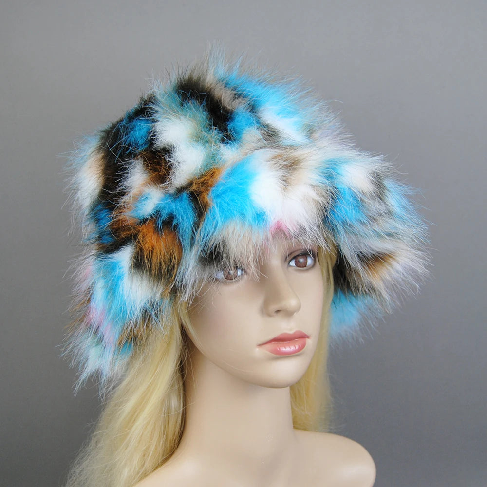 New Style Brand Fake Fox Fur Hats Super Soft Women Winter Hat Cotton Lining Warm Russian Fashion Ski Beanies Plush Solid Color
