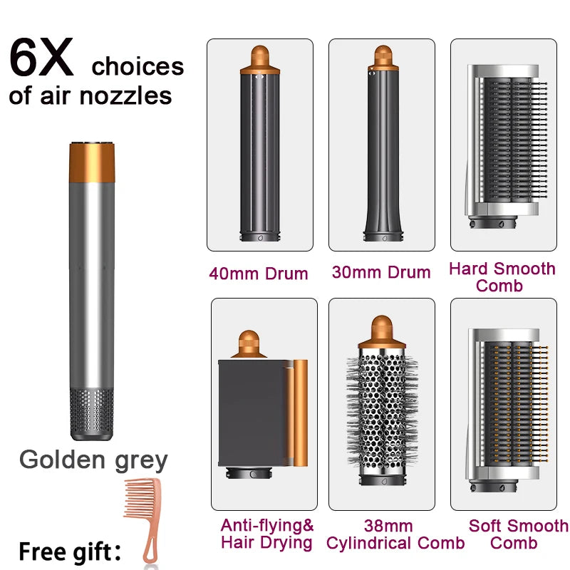 6IN1 Multi Hair Styler, 1300W High Power, Combines Drying, Straightening and Curling Functions, Suitable for Home and Salon Use