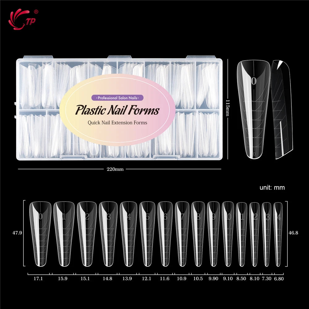 TP 75pcs/150pcs Stiletto Dual Form Nail Acrylic Quick Building Gel Mold Full Cover Extension Upper Mold False Nail Tips Top Form