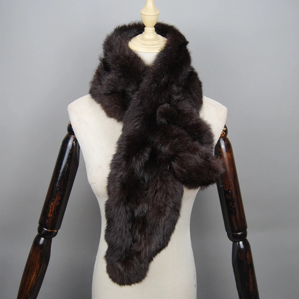 2025 Winter Luxury Natural Real Rabbit Fur Warm Scarf Fashion Soft Plush Thicken Snood Scarves Shawl for Adult Kids Women Girls
