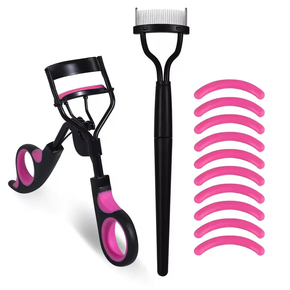 Eyelash Curler Set with Replacement Pads, for Women - Eyelash Curling Tweezers, Eyelash Clamp, Mascara Wand Brush, Makeup Tools