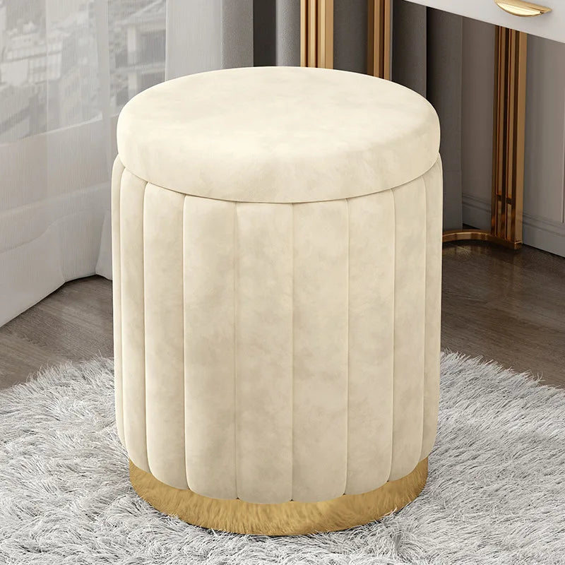 New Storage Round Stool, Shoe Changing Stool with Storage Space, Makeup Stool, Bedroom Dressing Table Round Stool