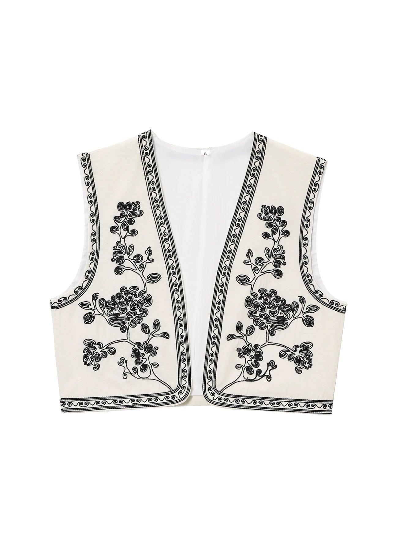 Women's Vests Sleeveless Embroidered Vest Top Streetwear Coats Lady Vests For Woman Boho Cropped Waistcoat Cardigans