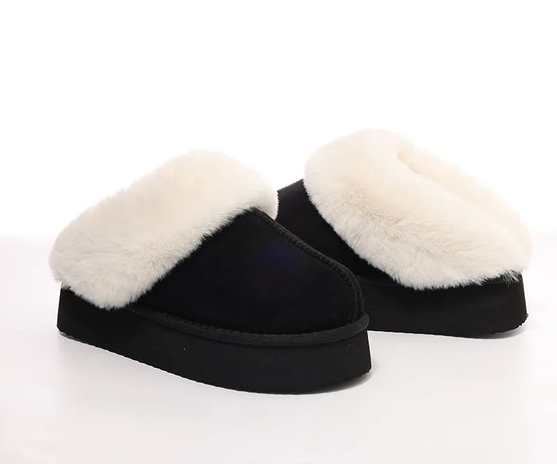 Smile Winter Ladies Slippers Fluffy Lined Warm Slippers Women Non Slip Cosy House Shoes for Indoor and Outdoor Suede Slippers