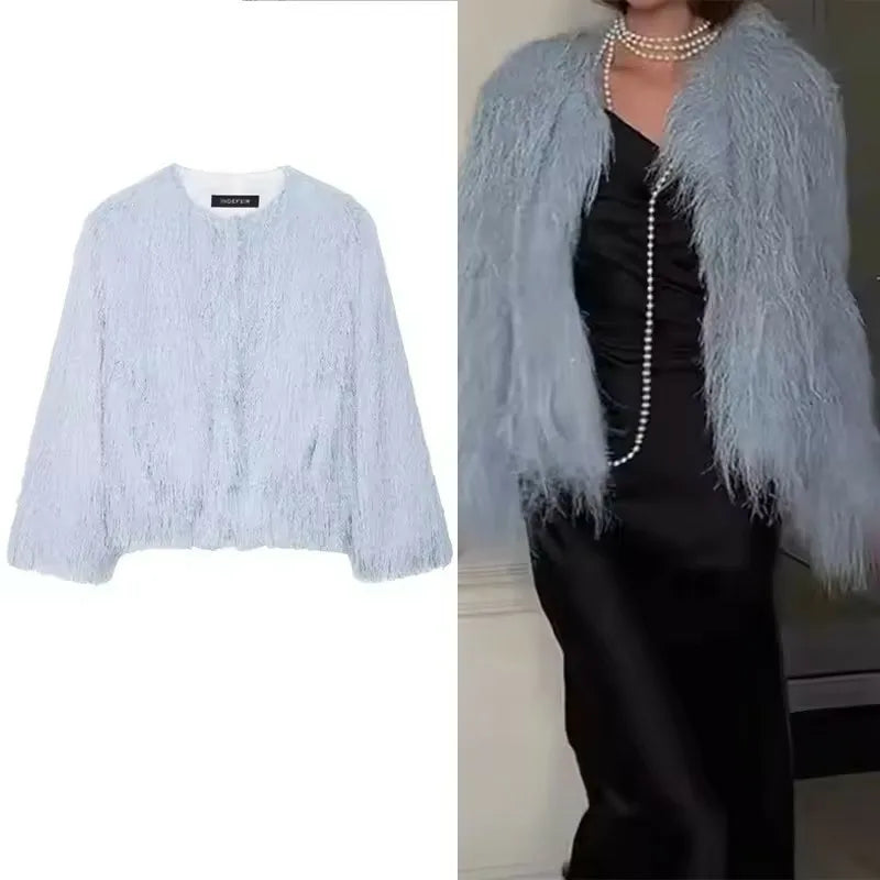 Women Tassel Decoration Short Coats Women's Fashion Wrist Sleeve Jackets for Women Elegant Office Ladies Casual Outerwear ﻿