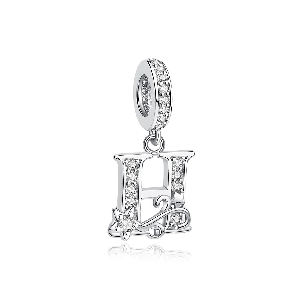 925 Sterling Silver Charms Original Letter Alphabet A-Z Pendant Beads Fit Brand Bracelets Necklaces Diy Jewelry For Women