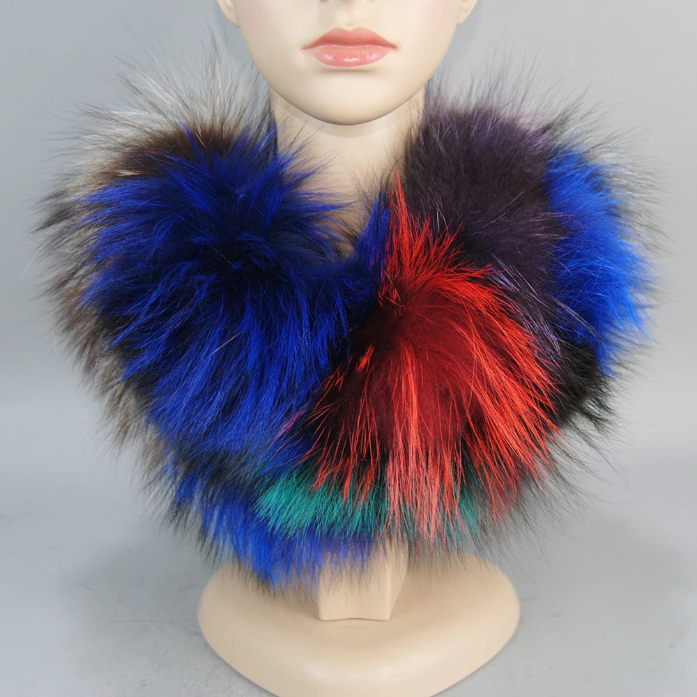 2025 New Style Luxury Women Winter Real Fur Scarves Warm Real Fox Fur Mufflers 100% Natural Fox Fur Collar Scarf Ring