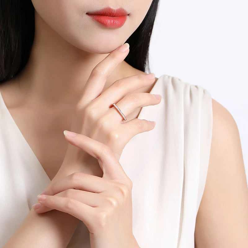 925 Sterling Silver Rings For Women Original Love Heart Wishbone Star Moon Engagement Rose Gold Wedding Ring Crystals Jewelry