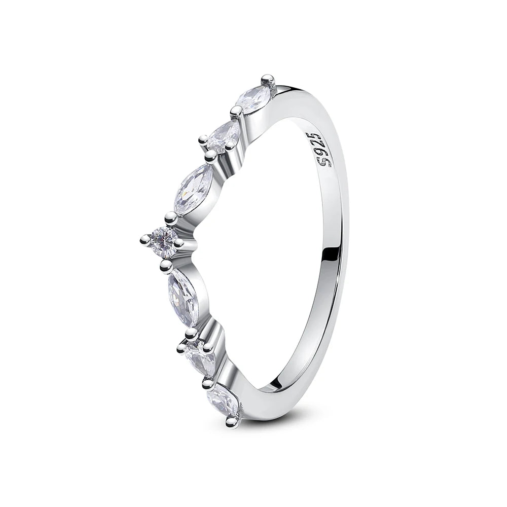 925 Sterling Silver Rings For Women Original Love Heart Wishbone Star Moon Engagement Rose Gold Wedding Ring Crystals Jewelry