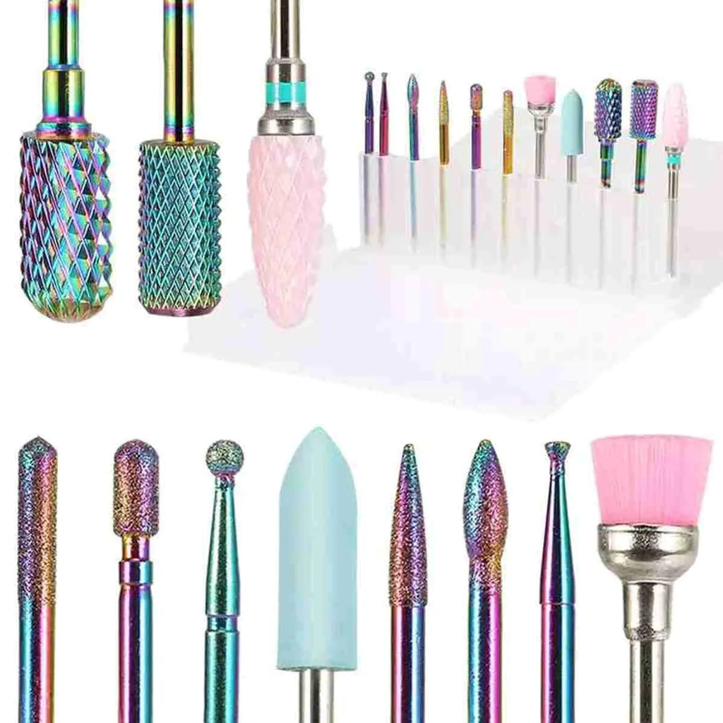 10/11/13/19Pcs/Box Professional Ceramic Nail Drill Bit Set Electric Manicure Nail File Bit For Acrylic Gel Nails And Cuticles