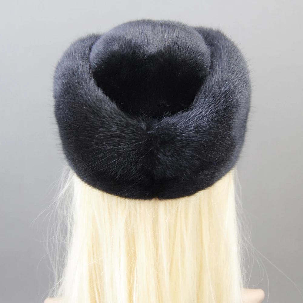 2025 Women Winter Elegant European and American Fashion Women Fashion Real Mink Fur Cap 100% Real Natural Whole Fur Mink Fur Hat
