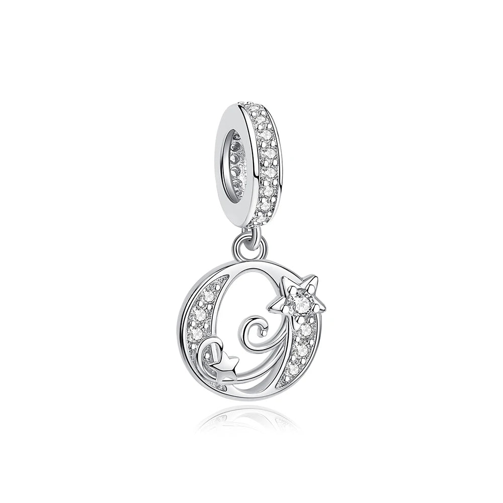 925 Sterling Silver Charms Original Letter Alphabet A-Z Pendant Beads Fit Brand Bracelets Necklaces Diy Jewelry For Women