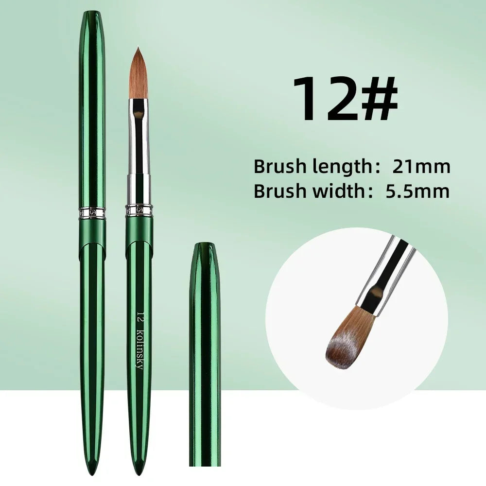 New High Quality Kolinsky Acrylic Nail Brush New Product Metal 100% Pure Kolinsky Brush for Acrylic Nails Sizes 2-18 Nail Tool