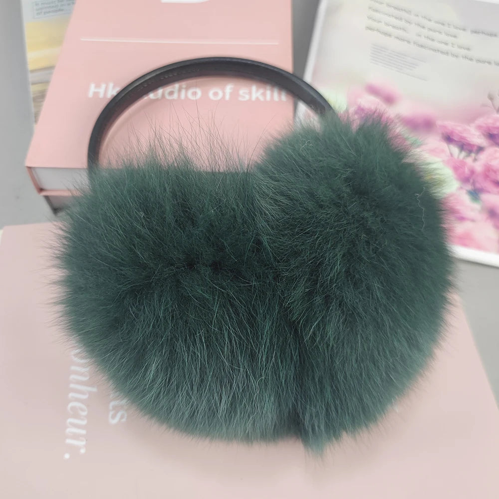 New Style Luxury Ladies Fox Fur Earmuffs Winter Women Warm Real Fox Fur Earmuffs Girl's Earlap Ultra Large Ladies Plush Earmuff