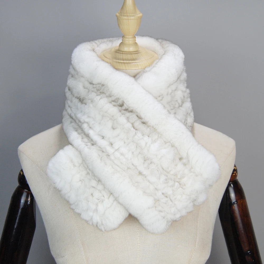 2025 Hot Sale Women New Real Fur Scarf Circle Long Real Fur Scarves Winter Warm Street Fashion Rex Rabbit Fur Muffler