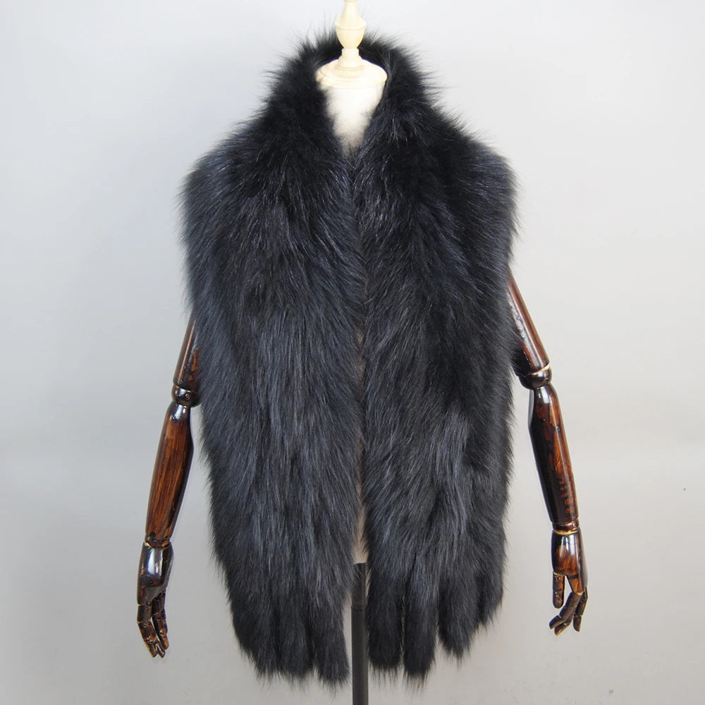 Genuine Real Fox Fur Collar Shawl 100% Natural Fox Scarf For Women Neck Warm Fur Muffler Real Fox Fur Big Scarves Female Wrap