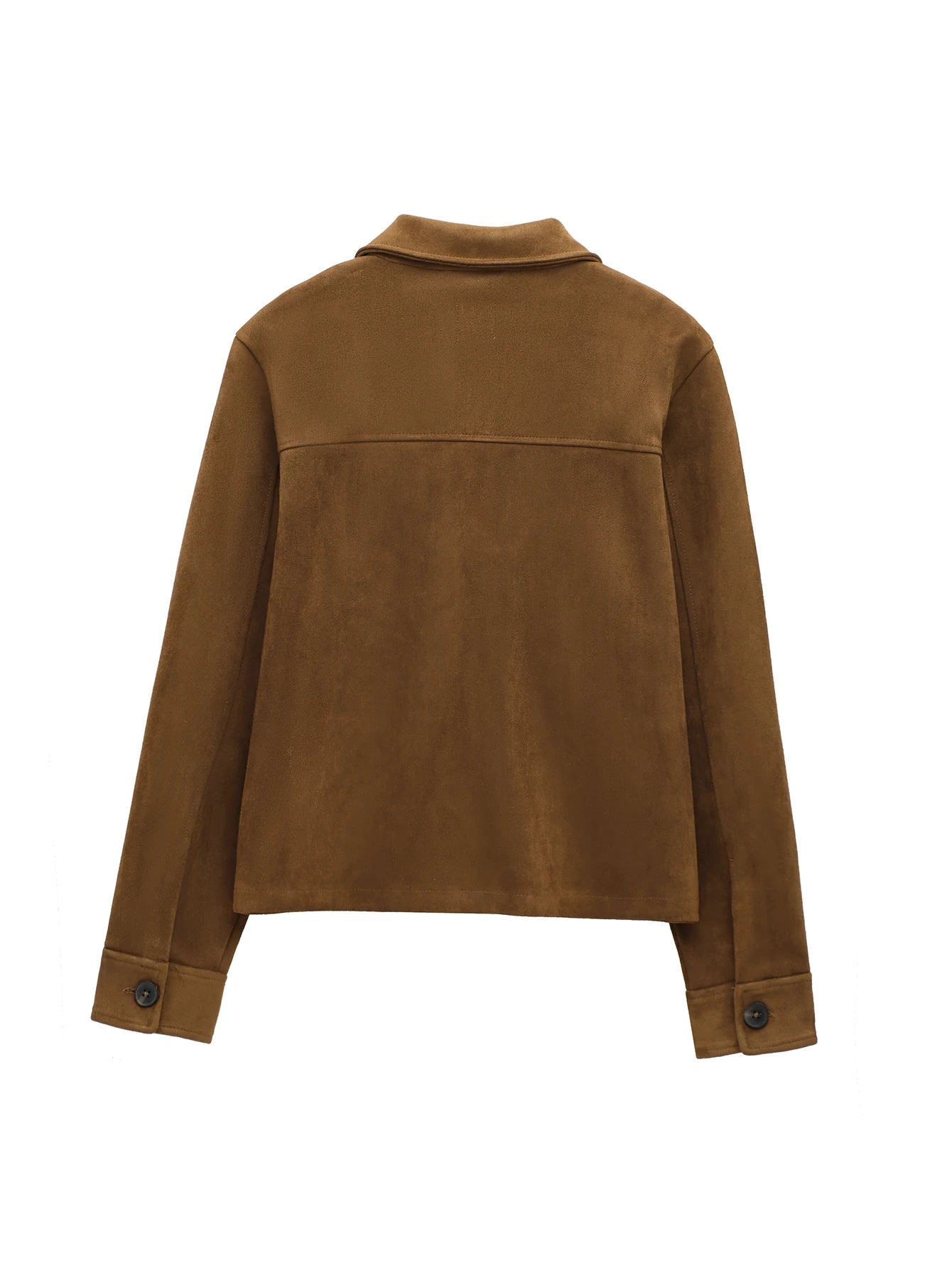 Women's Suede Texture Jacket 2025 Fashion Long Sleeve Cropped Coats Women Casual New In Outerwear