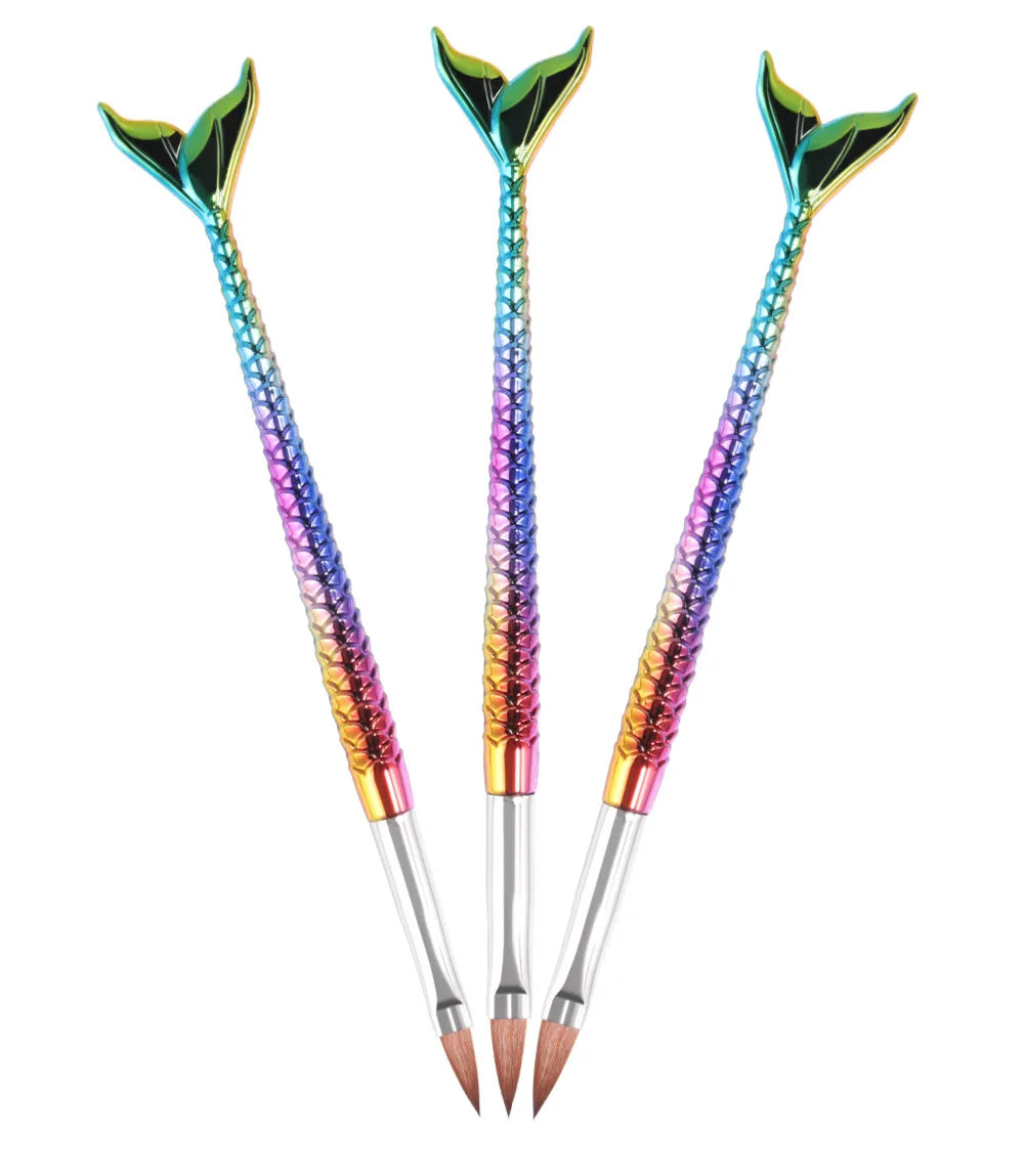 6-Piece New Mermaid Nail Art Brush Set, Professional Nail Painting Tools for Drawing/Outlining/Flower Designs/Carving