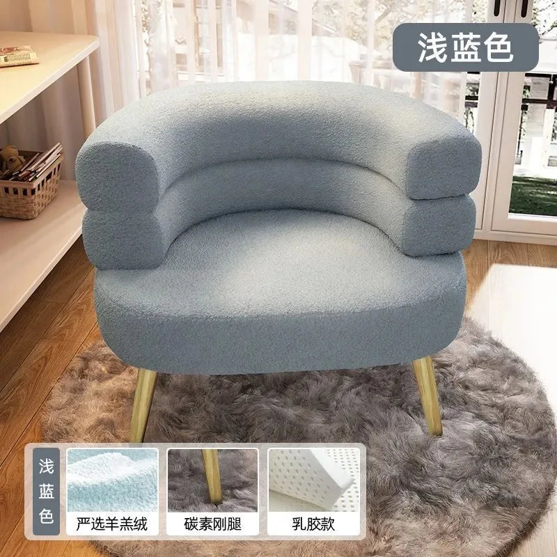 Living Room Lamb Velvet Lazy Sofa Chair Bedroom Makeup Chair Home Single Sofa Chair Lounge Chair