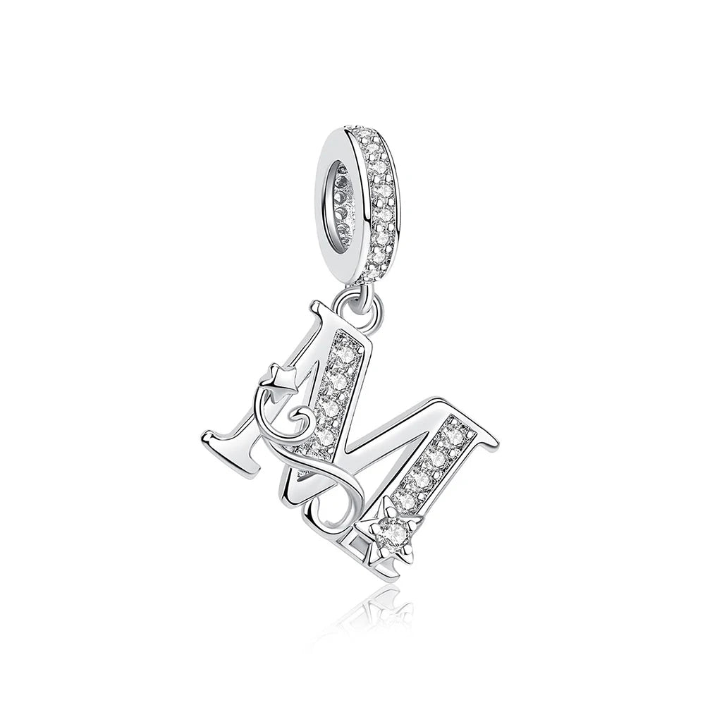 925 Sterling Silver Charms Original Letter Alphabet A-Z Pendant Beads Fit Brand Bracelets Necklaces Diy Jewelry For Women