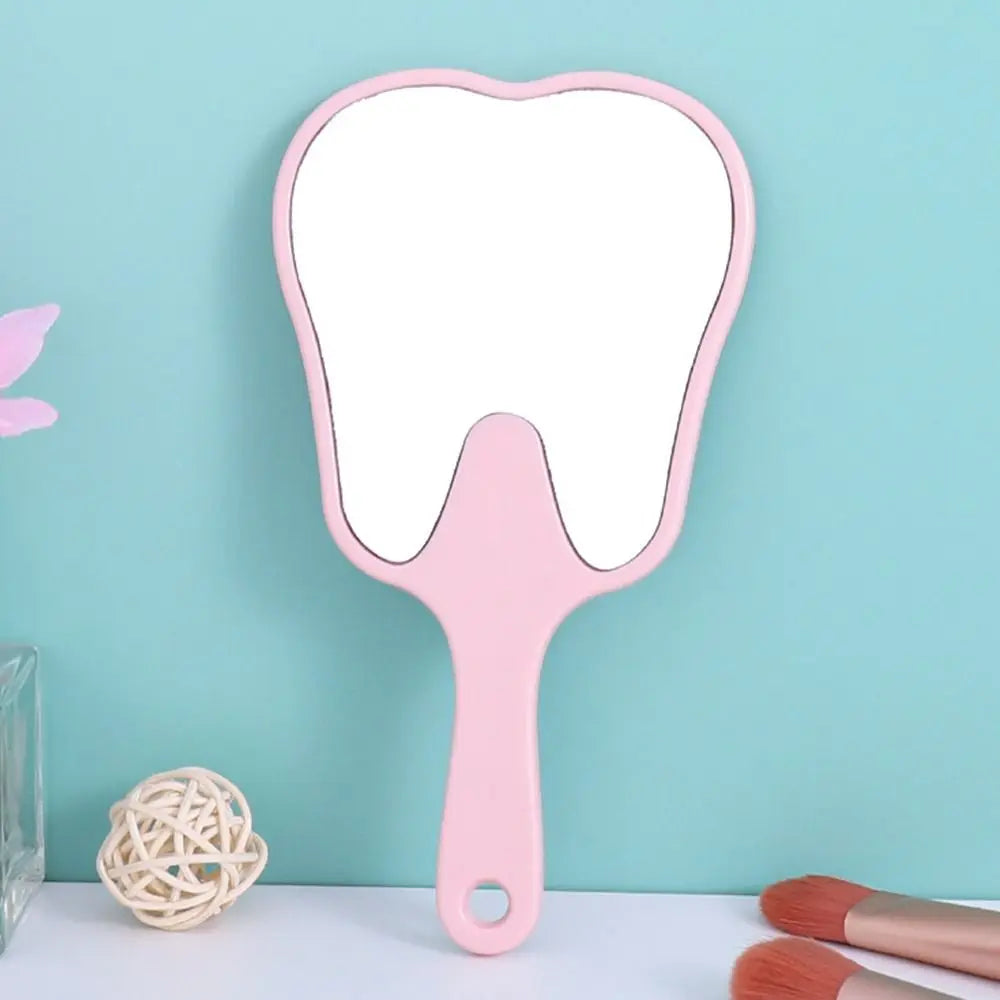 1PC Tooth Shaped Handheld Mirror Cute Makeup Mirror Durable High Definition Dental Mirrors Gifts