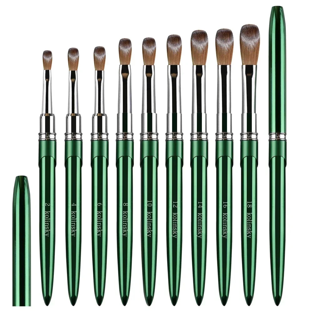 New High Quality Kolinsky Acrylic Nail Brush New Product Metal 100% Pure Kolinsky Brush for Acrylic Nails Sizes 2-18 Nail Tool